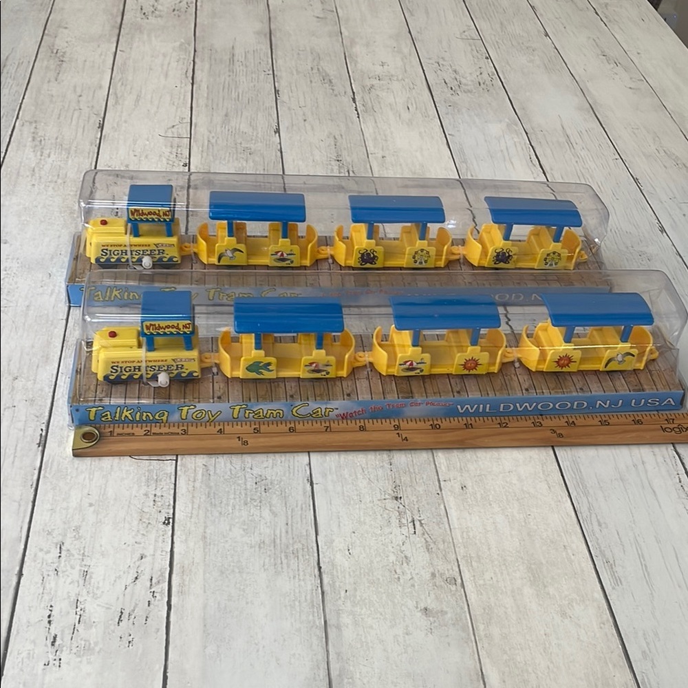 Wildwood NJ walking talking tram cars Yellow and Blue Talking Toy Traimcar